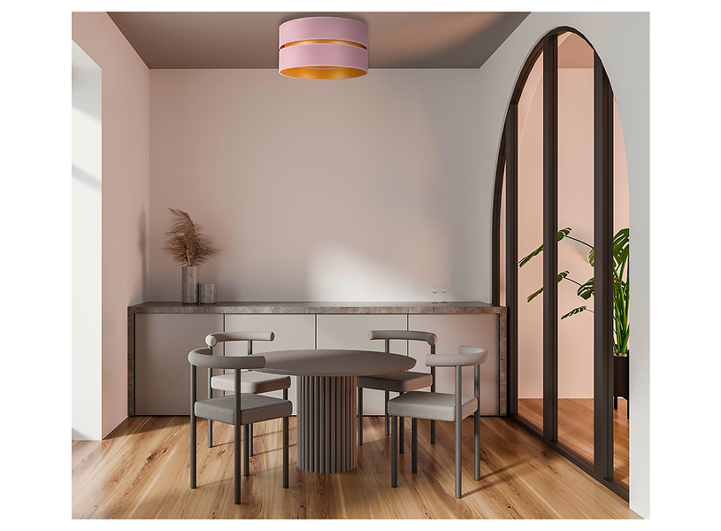 Lampa sufitowa Duo welurowa różowo-złota