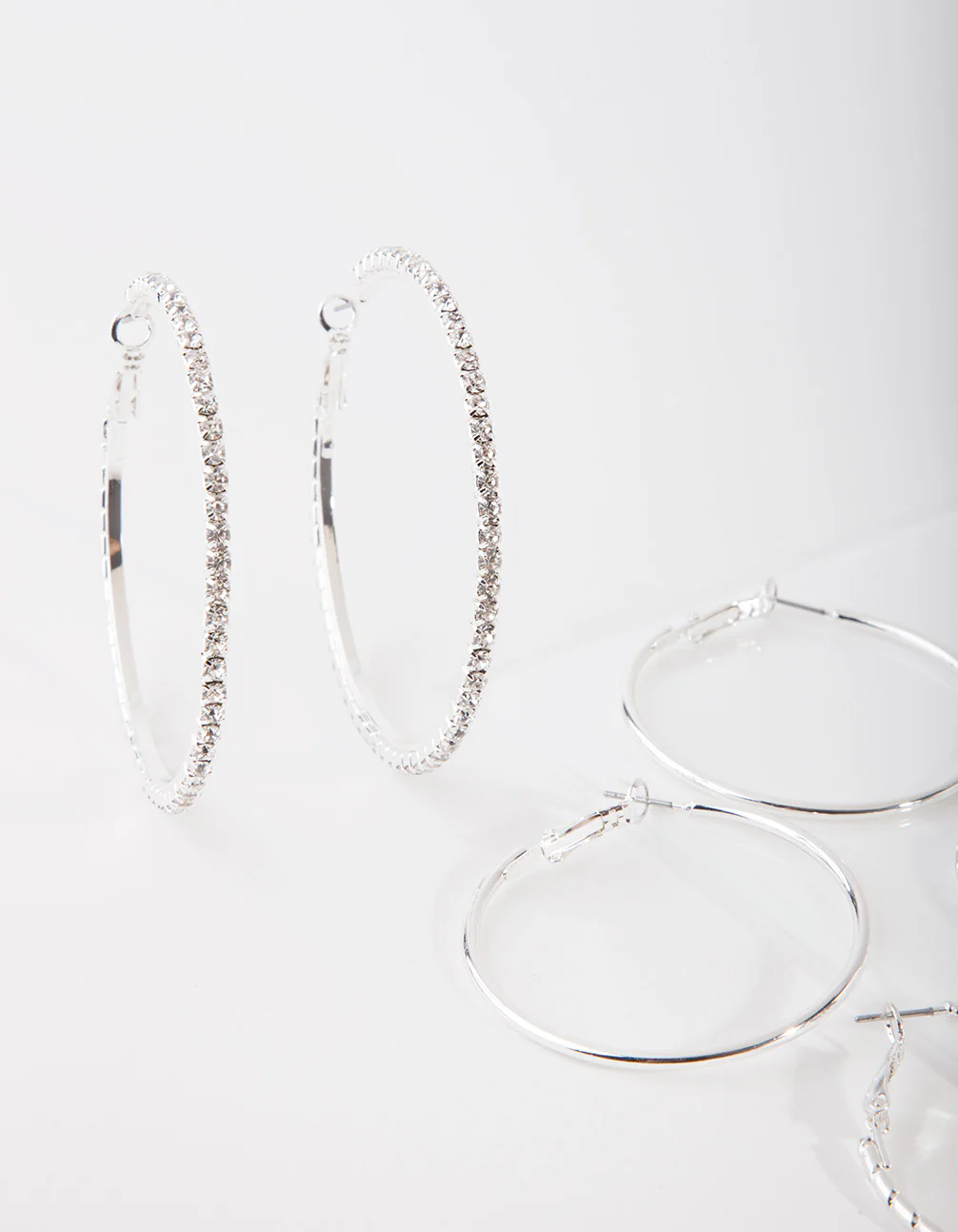 Silver Statement Diamante Earring Pack