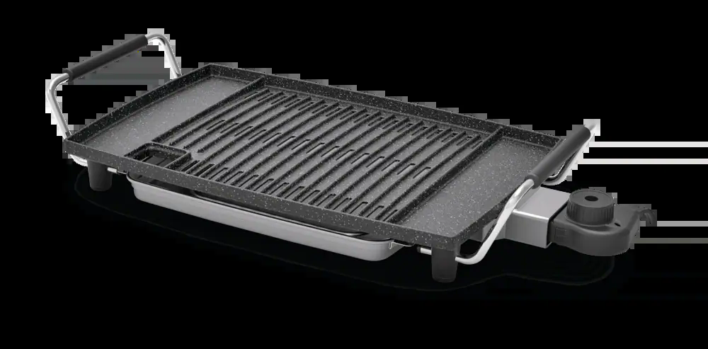 Heritage The Rock Indoor Non-Stick Electric Smokeless BBQ Grill, Black, 16x10-in