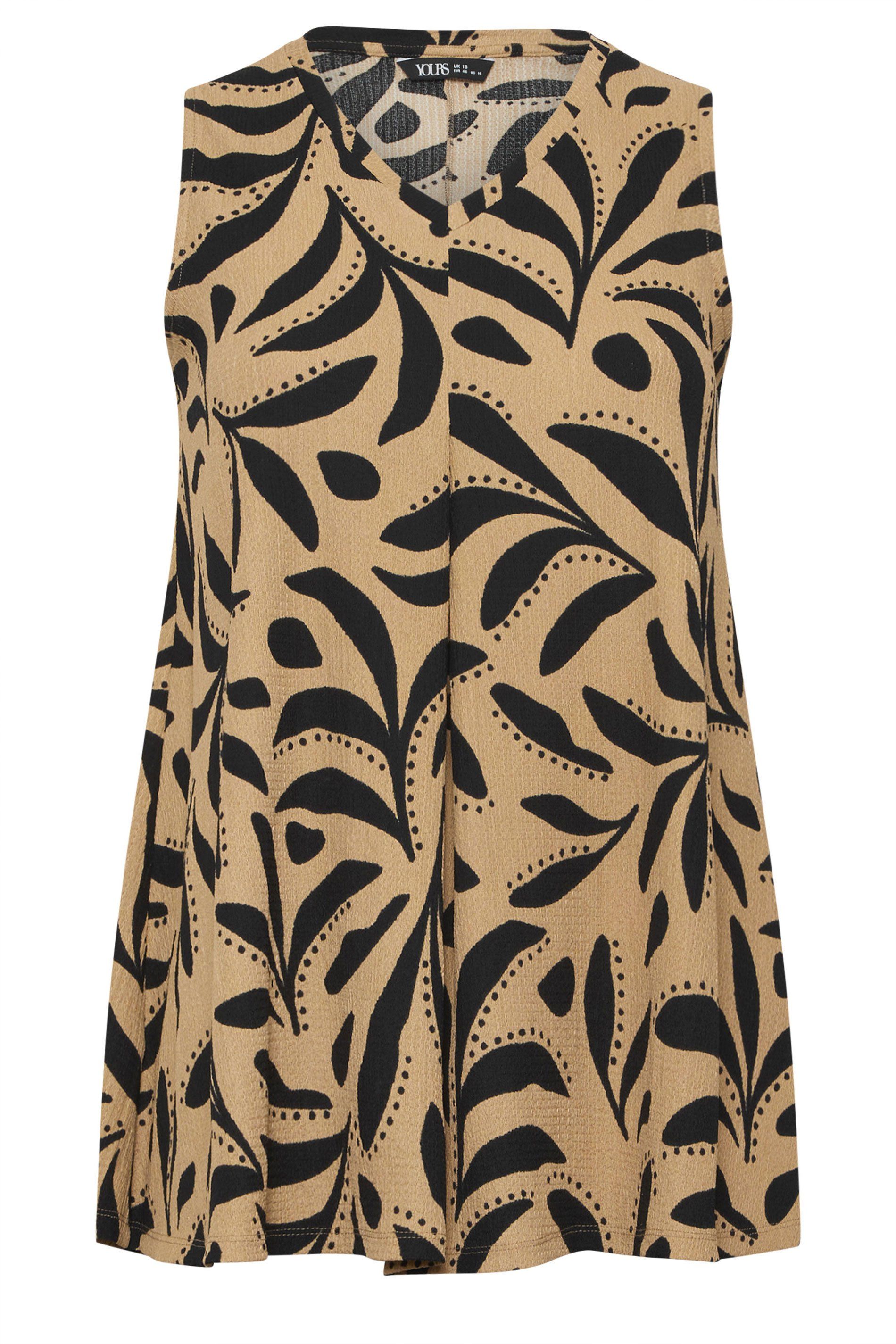 Yours Abstract Leaf Pleat Front Vest Top