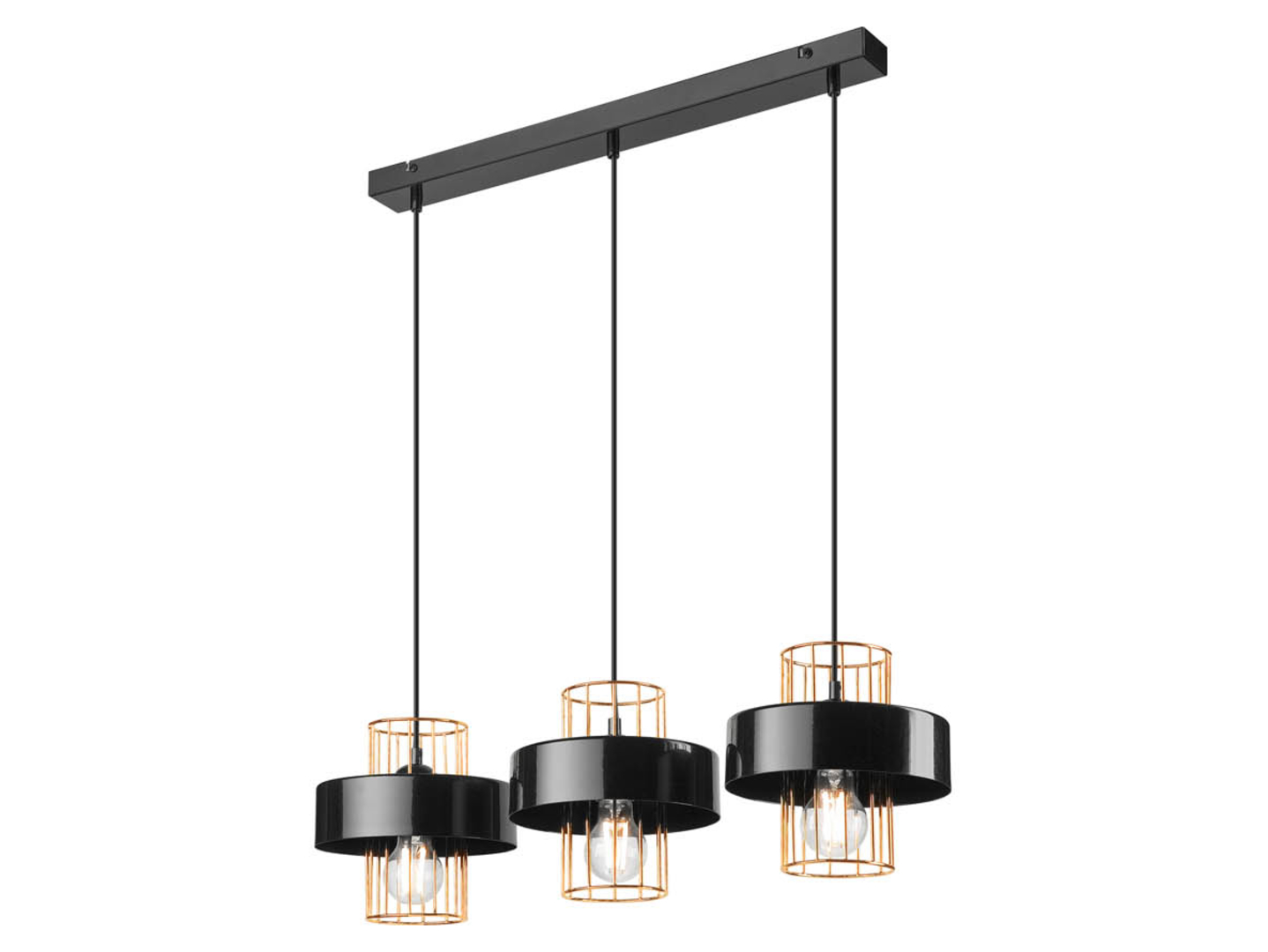 Lampa wiszącaJoy 3-punktowa metalowa czarno-złota