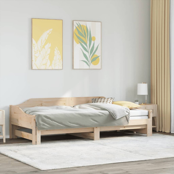Łóżko dzienne rozsuwane z materacem 90x190 cm lite drewno