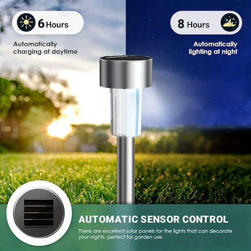 NNETM Solar LED Path Lights Outdoor Stainless Steel (10-Pack)