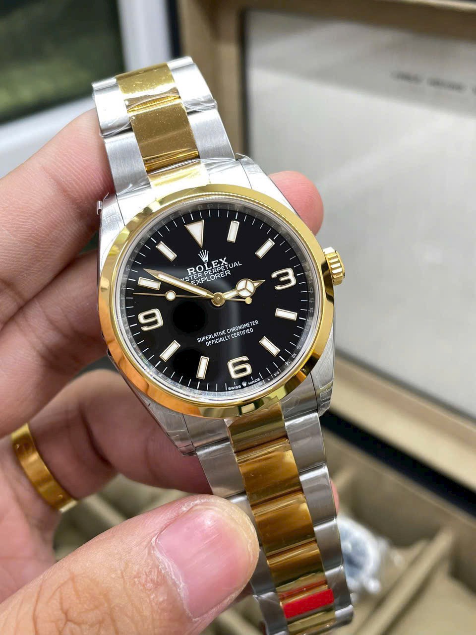 Rolex Explorer 124273 SS/YG Plated Black Dial 36mm Oyster Super Clone