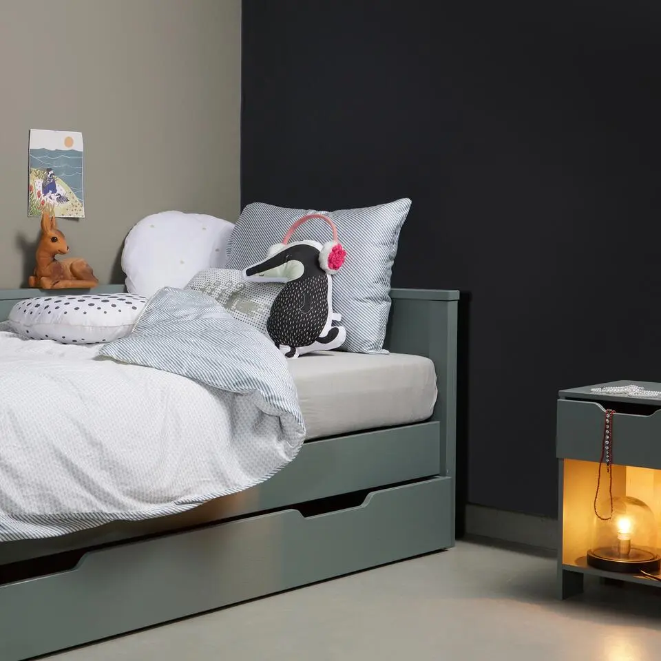 WOOOD Nikki Bedbank Excl Lade - Grenen - Jadegroen - 73x208x100