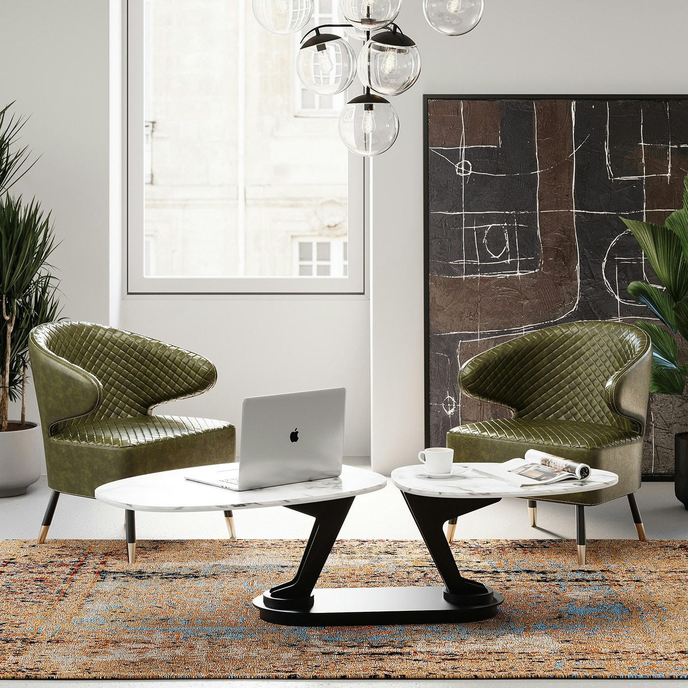 FRANKLIN - Table basse Franklin effet marbre blanc Kare Design