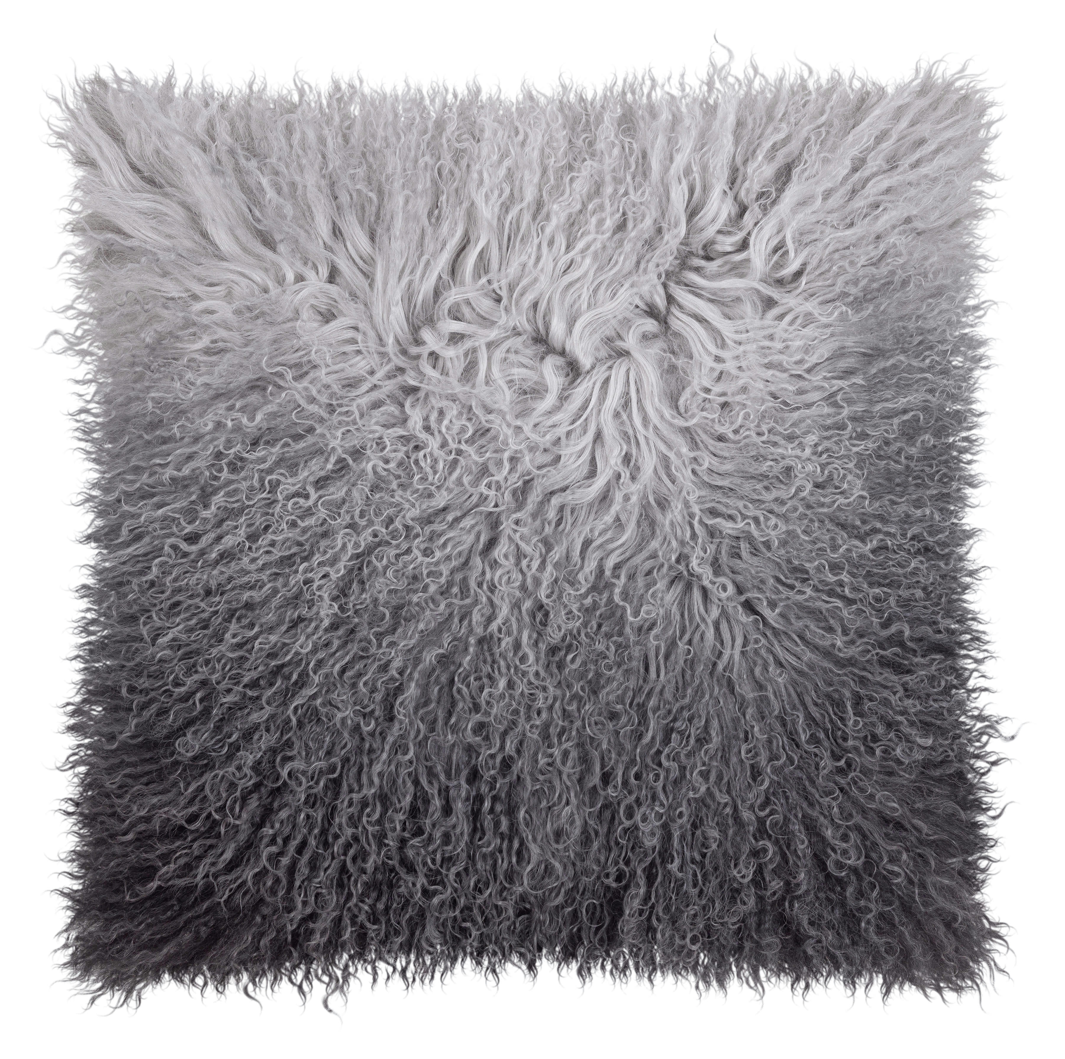 PAMINA - Housses de coussin en laine du tibet gris dégradé 40x40