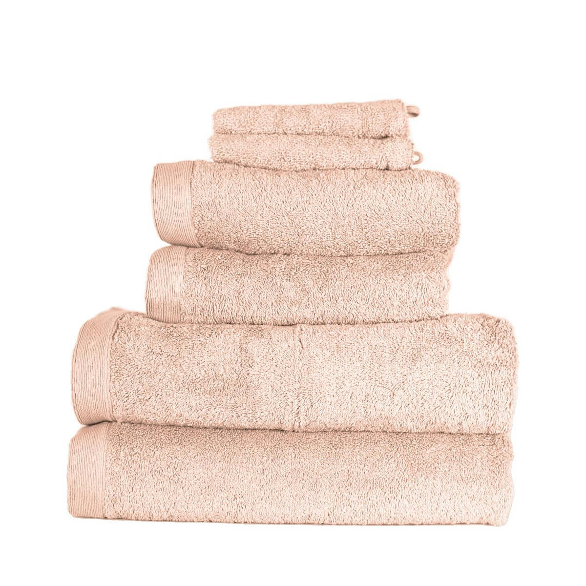 STUDIO - Ensemble de bain 6 pièces en coton Poudre