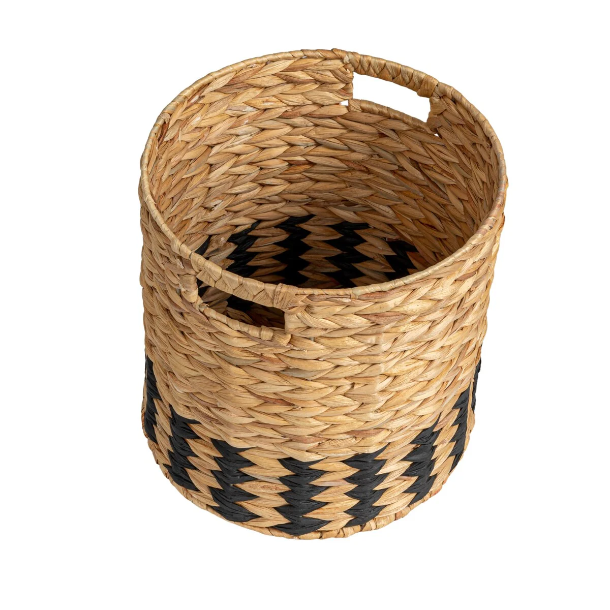 Household Essentials Natural Water Hyacinth and Paper Basket with Stripes