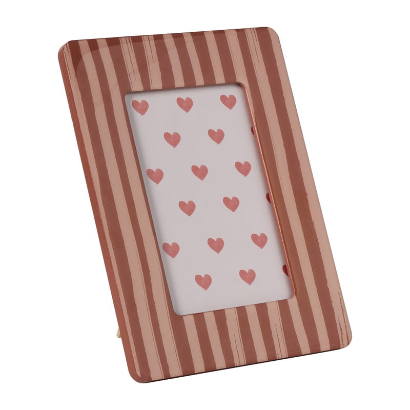 Fotolijstje streep lovely - bruin/rood - 10x15 cm