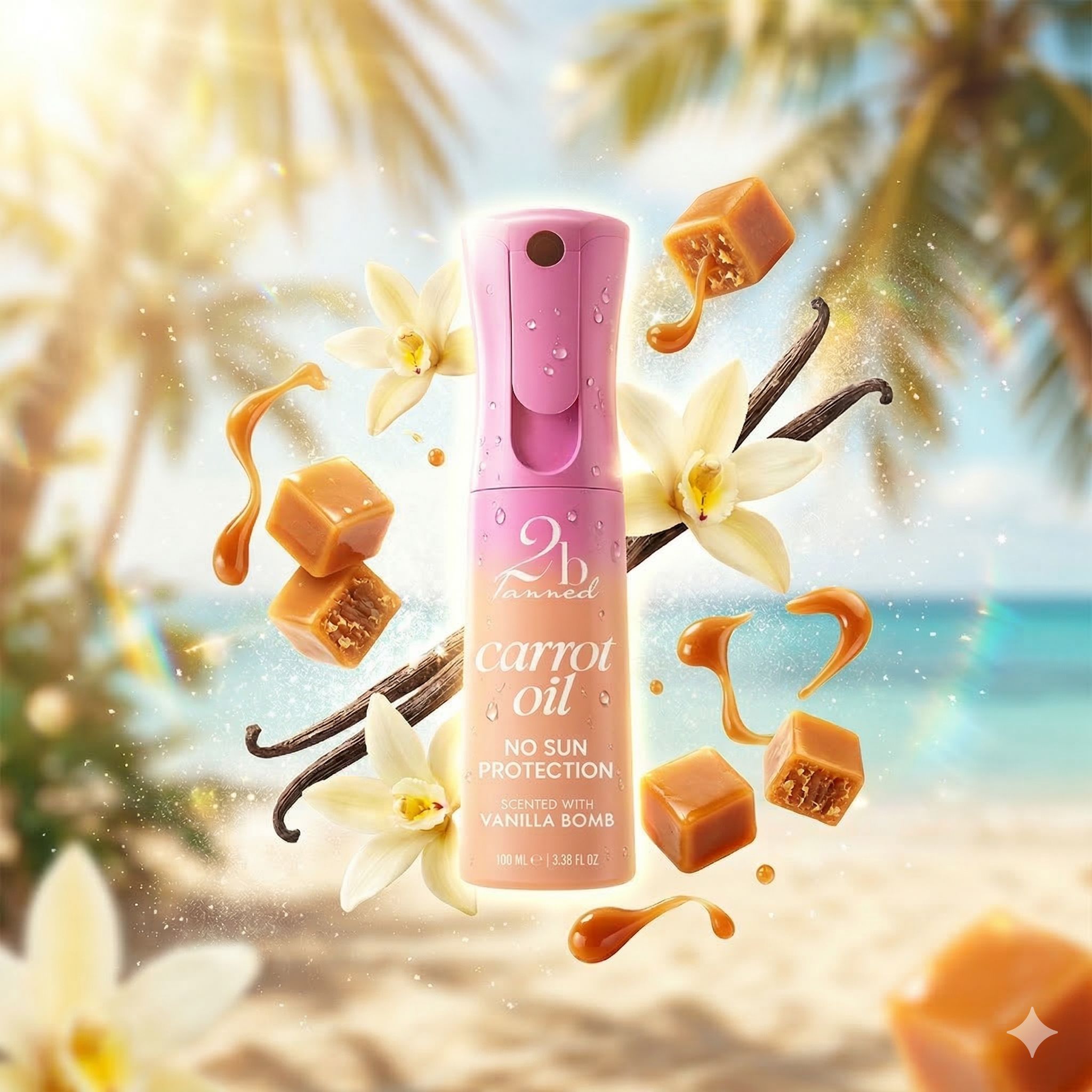 2bTanned SPF0 Carrot Tanning Oil Flairosol - Vanilla Bomb