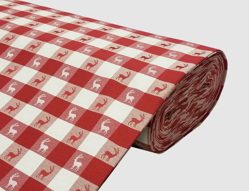 Dekostoff Karo Hirsch Rot