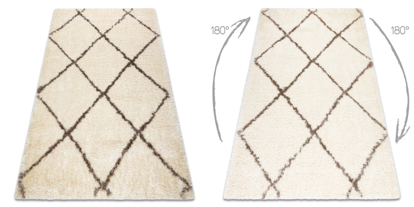 Dywan FLUFFY 2373 shaggy kratka, trellis - krem / beż 120x170 cm