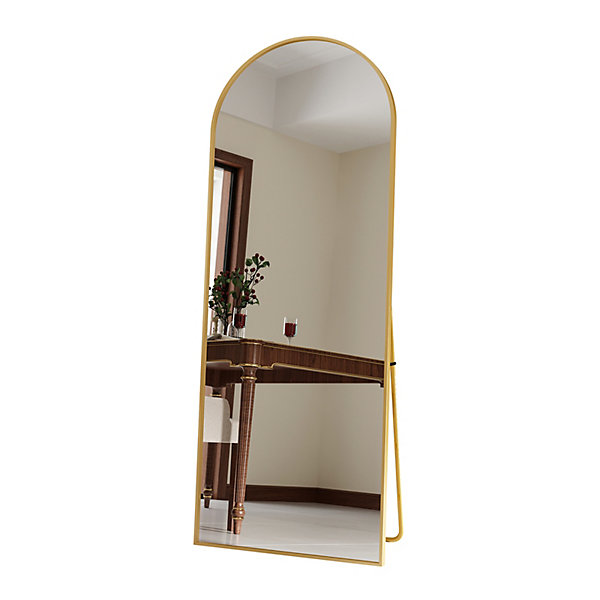 Miroir complet arqué, 165 x 60 cm, pleine longueur, monté au mur, miroir de sol, pour le salon, Doré