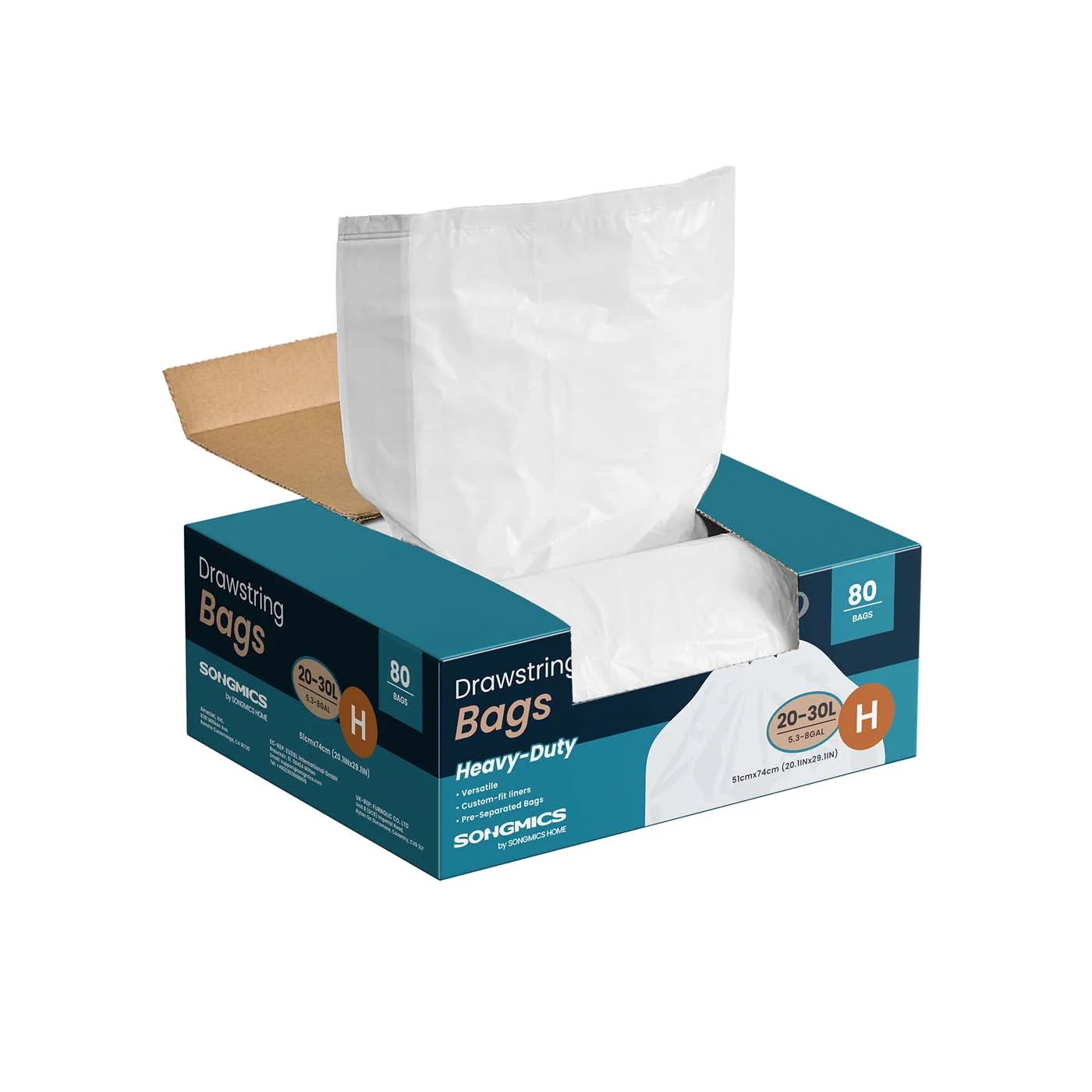 Sacs poubelles pratiques avec liens coulissants (30 L)