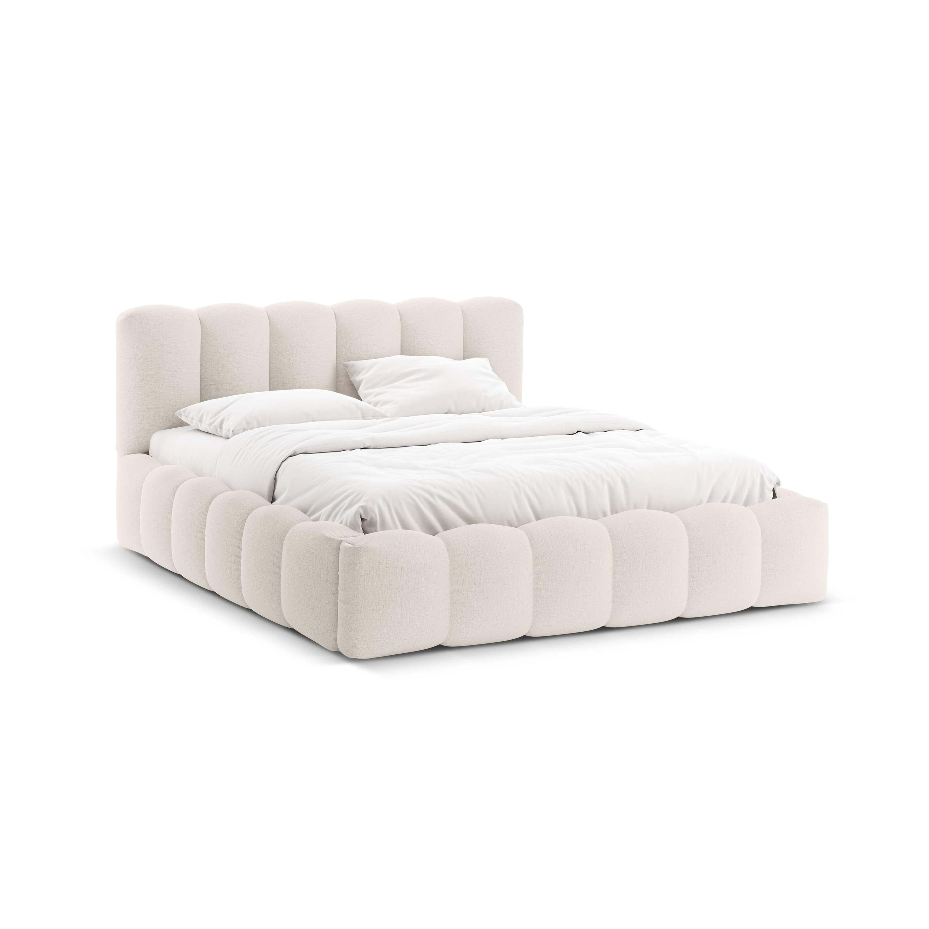 Micadoni Lupine Bedframe met Opbergruimte 200 x 200 cm - Lichtbeige