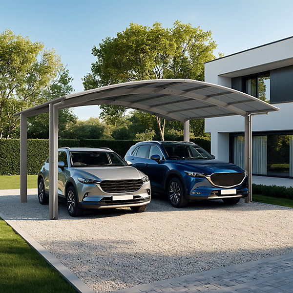 Double CarportMontage M - charge de toiture 100kg/m² -Inox Brillant - Ximax Portoforte