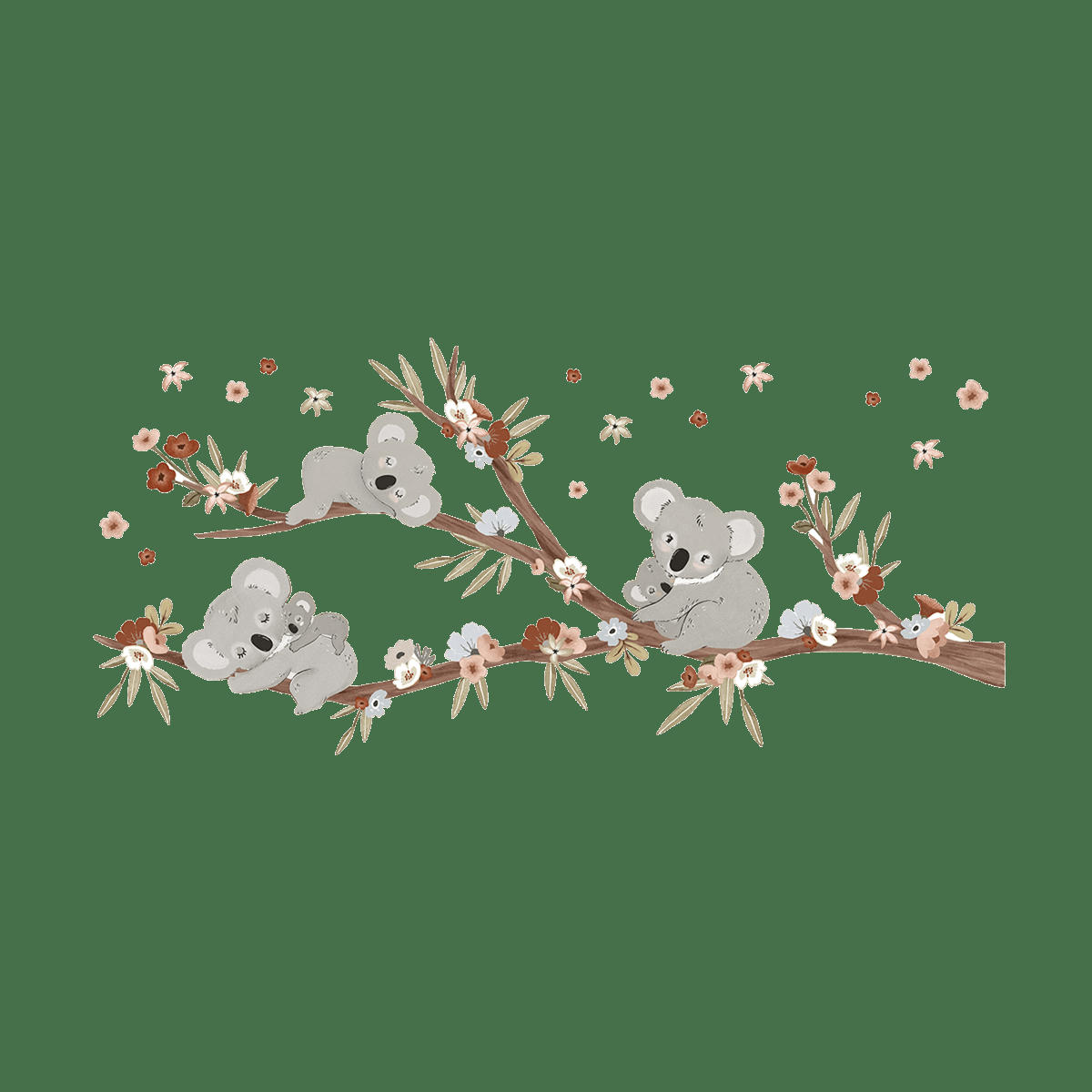 LILYDALE - Grand sticker branche et famille koalas en vinyle mat multicolore