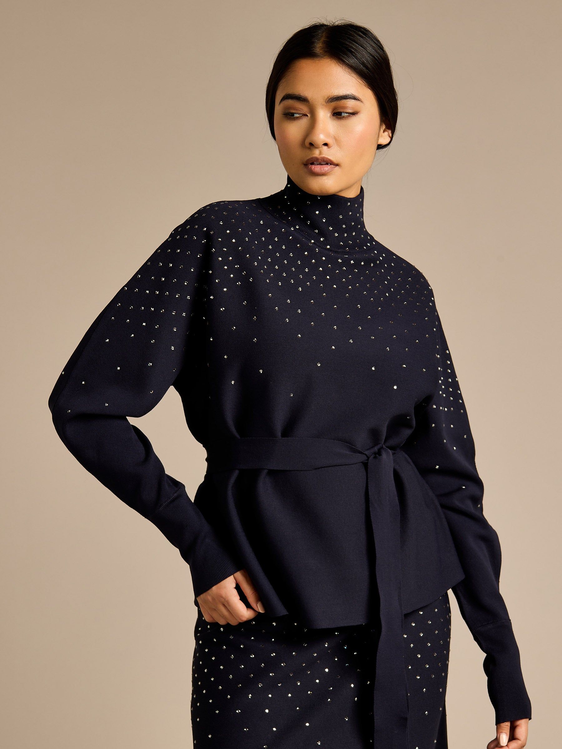 GWD by GEORGE W. DAVIES GWD Sparkle Iris Knitted Navy Top