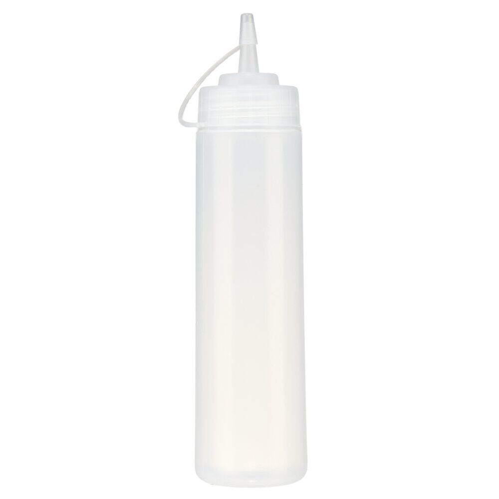 Bouteille à sauce 350ml plastique avec bouchon rattaché (3 modèles)