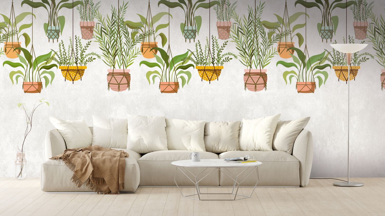 One Wall one Role fotobehang planten groen, roze en geel - 159 x 280 cm - AS-382661