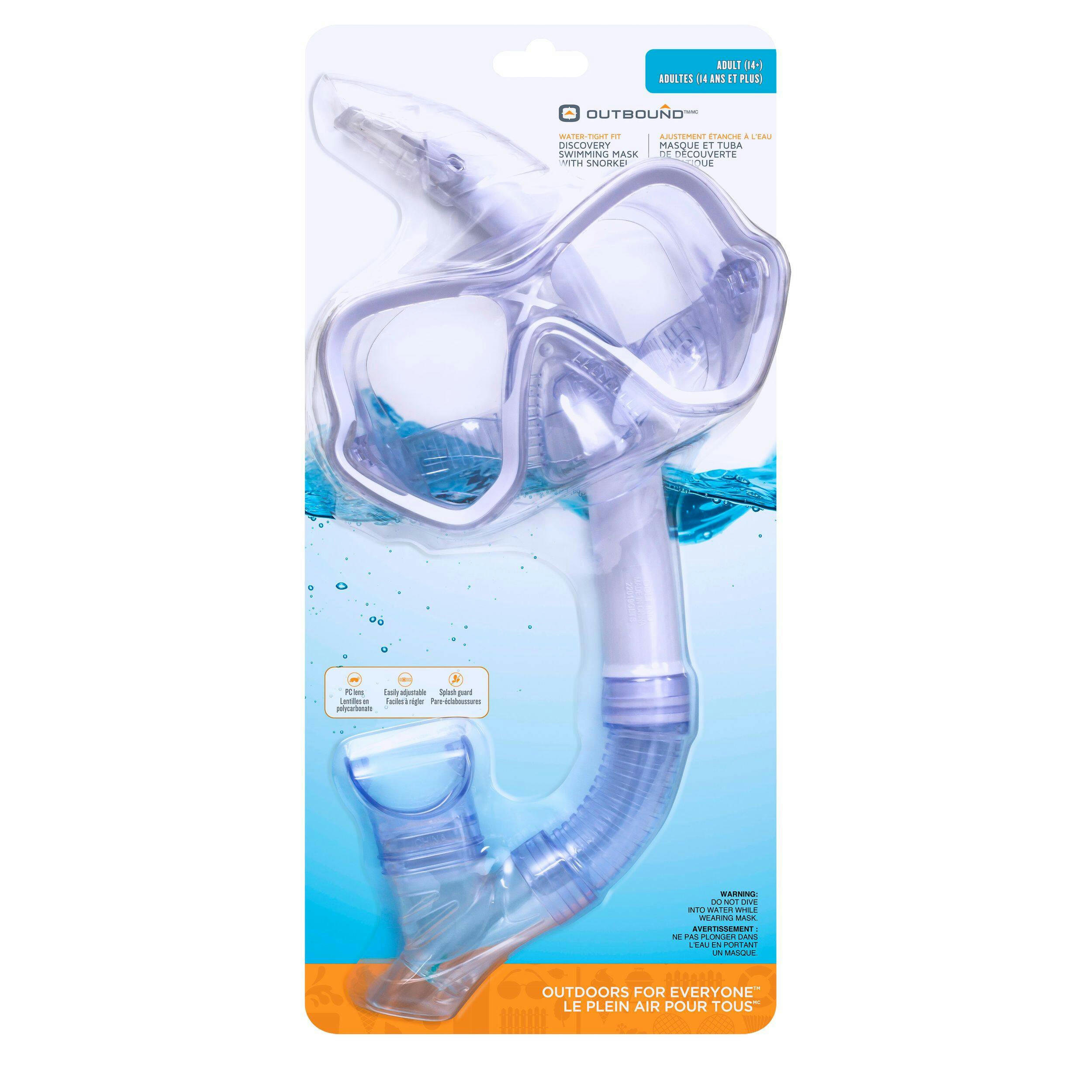 Outbound Youth & Adult Swimming Mask & Snorkel Combo, Blue