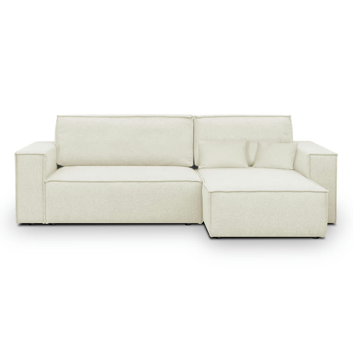 LIVIA NEW - Canapé d'angle convertible 4 places en tissu ivoire