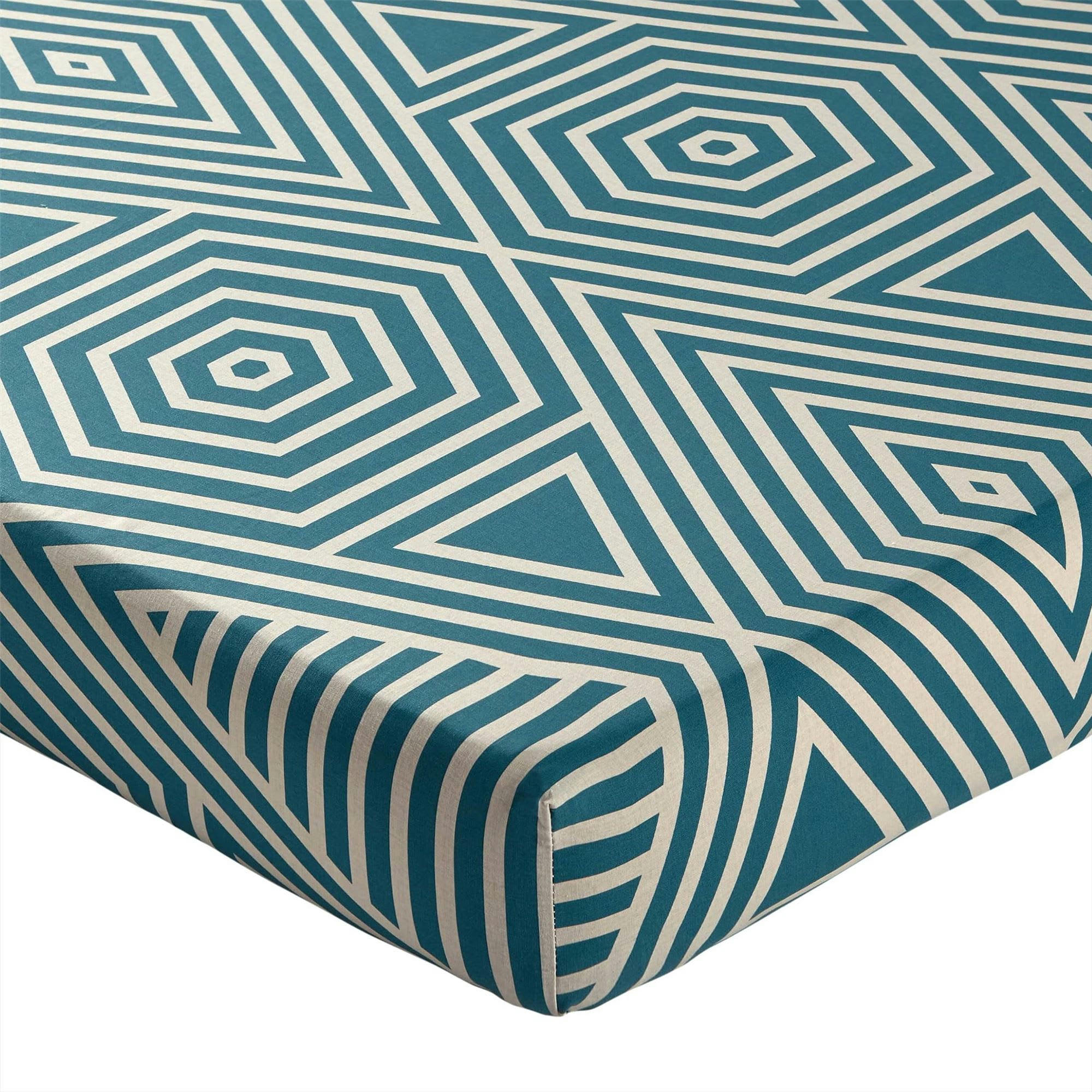 THEO - Drap-housse 160x200x28 bleu canard en coton