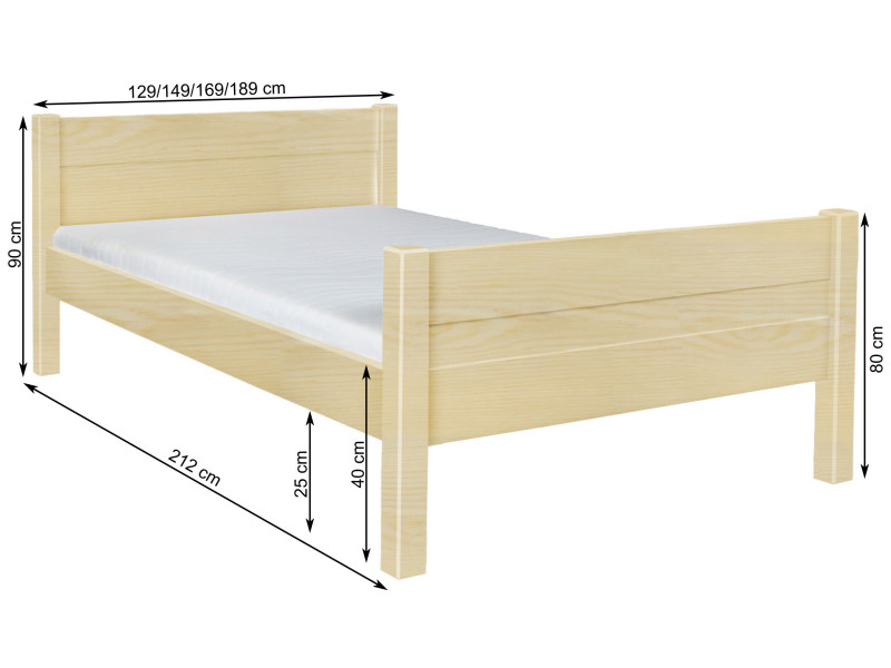 Łóżko 120x200 drewniane CLASSIC, kolor biały   stelaż