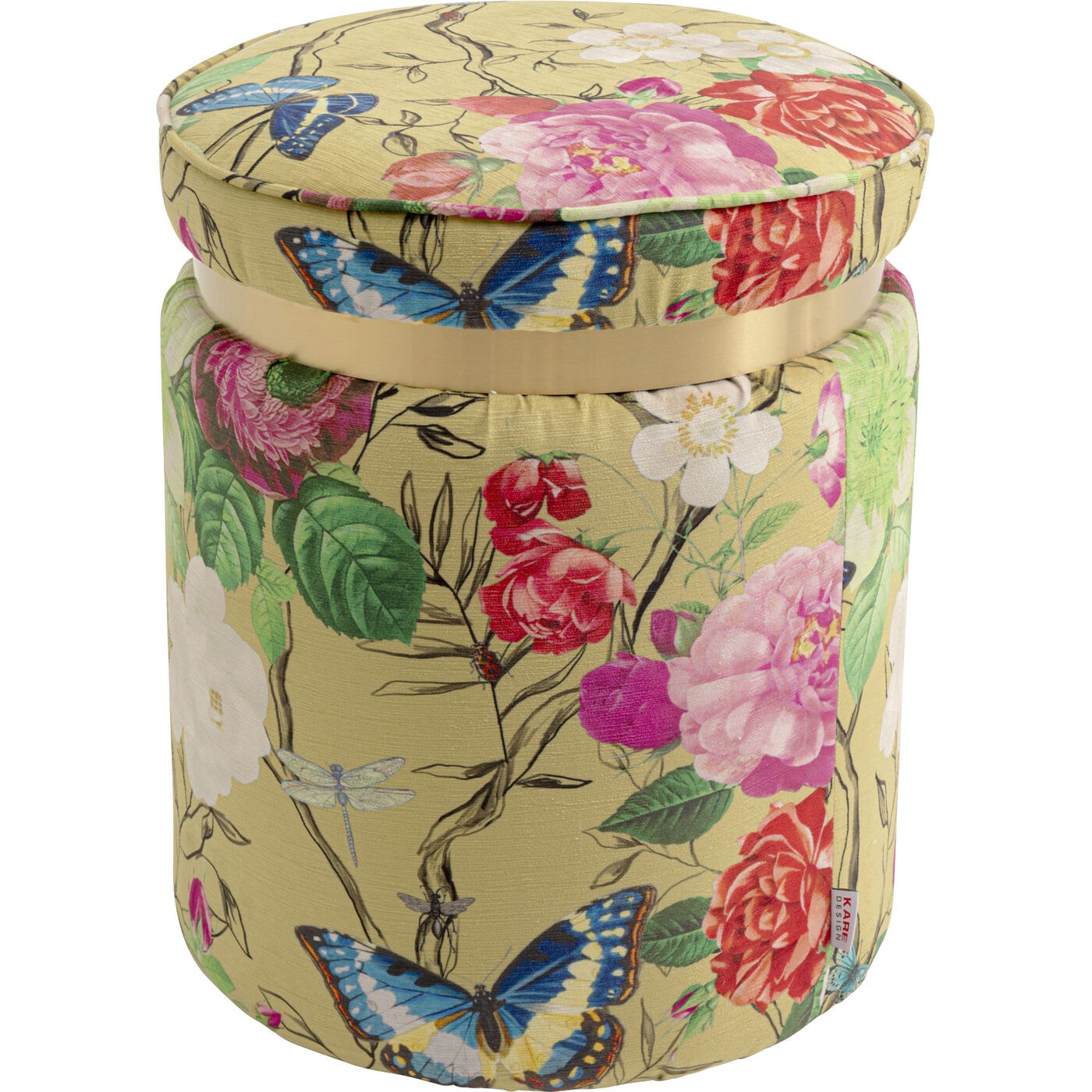 Kare Design Kruk Flower Fever Ø39cm geel