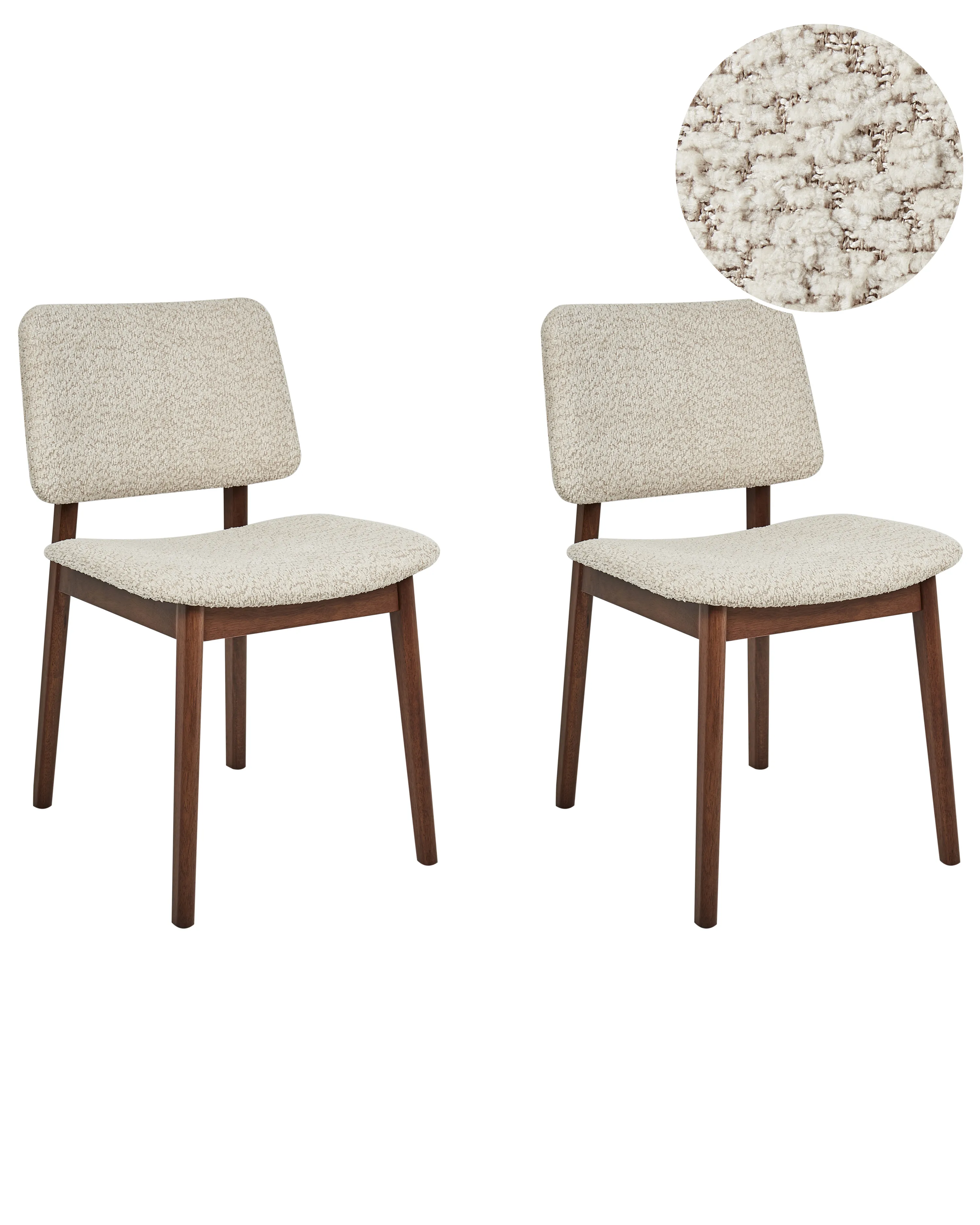 Set of 2 Dining Chairs BLANE Boucle Dark Brown/ Beige