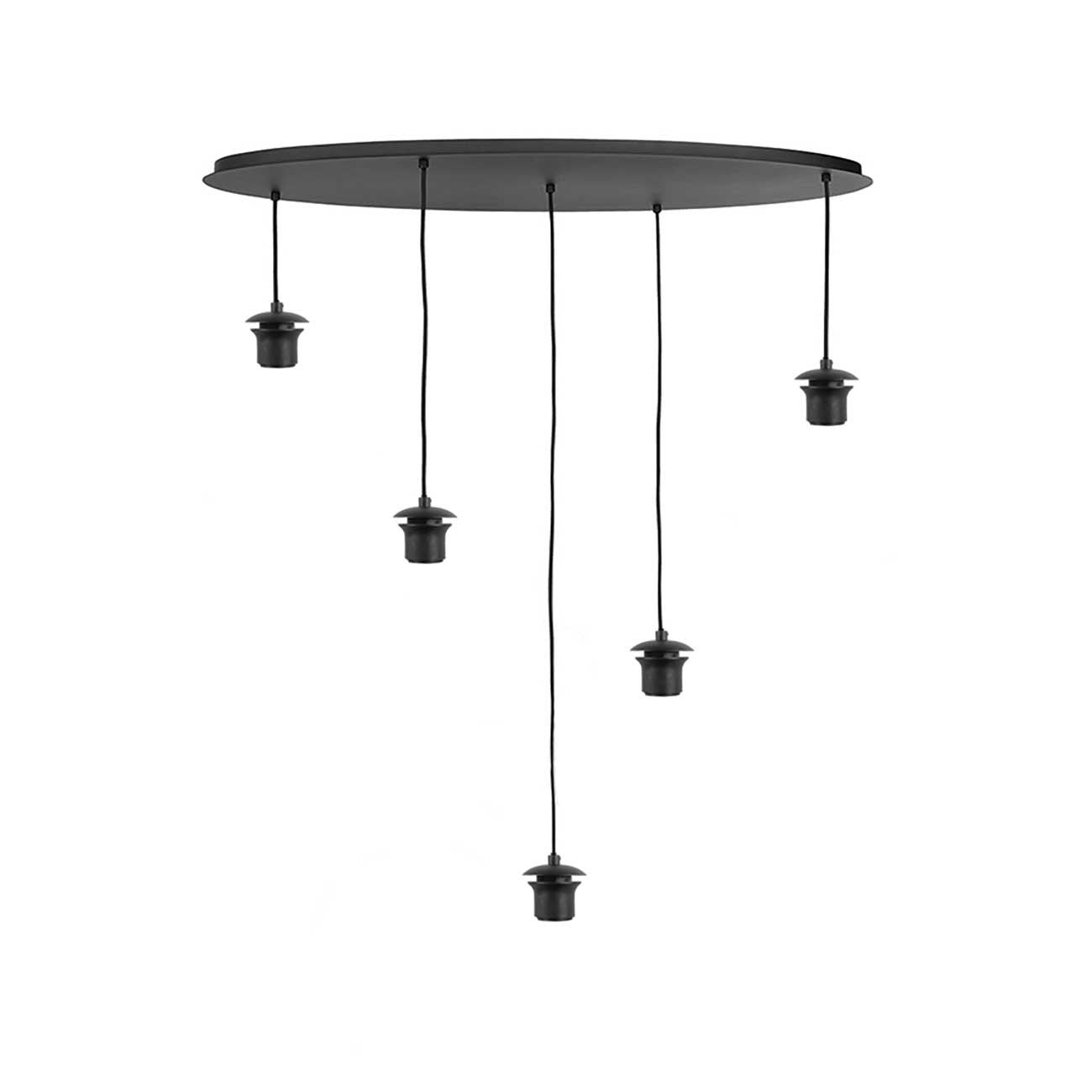 Highlight plafondplaat - 5 lichts - 100 x 130  cm - zwart