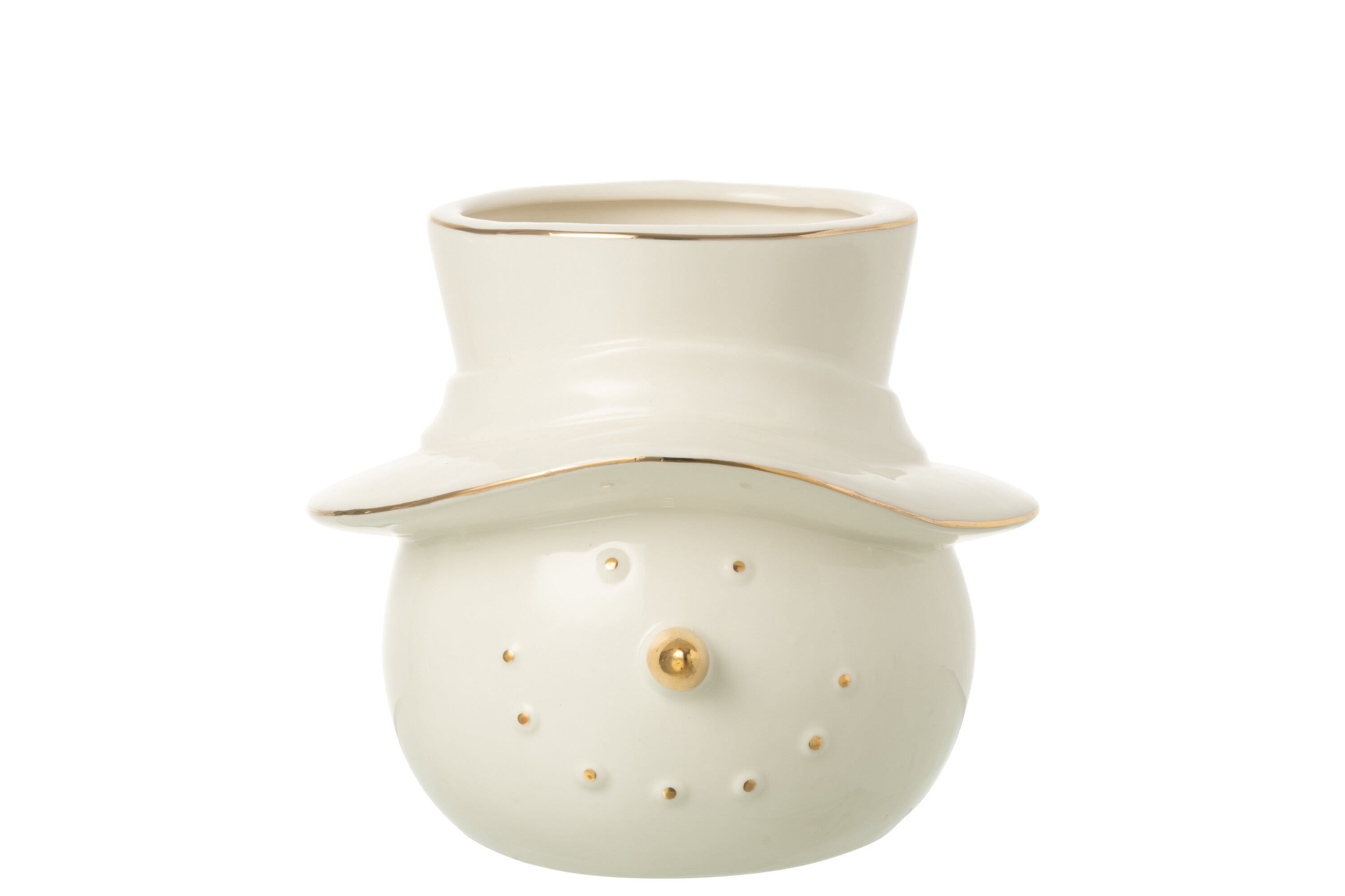 J-Line figuur Sneeuwpop - keramiek - ecru goud - large