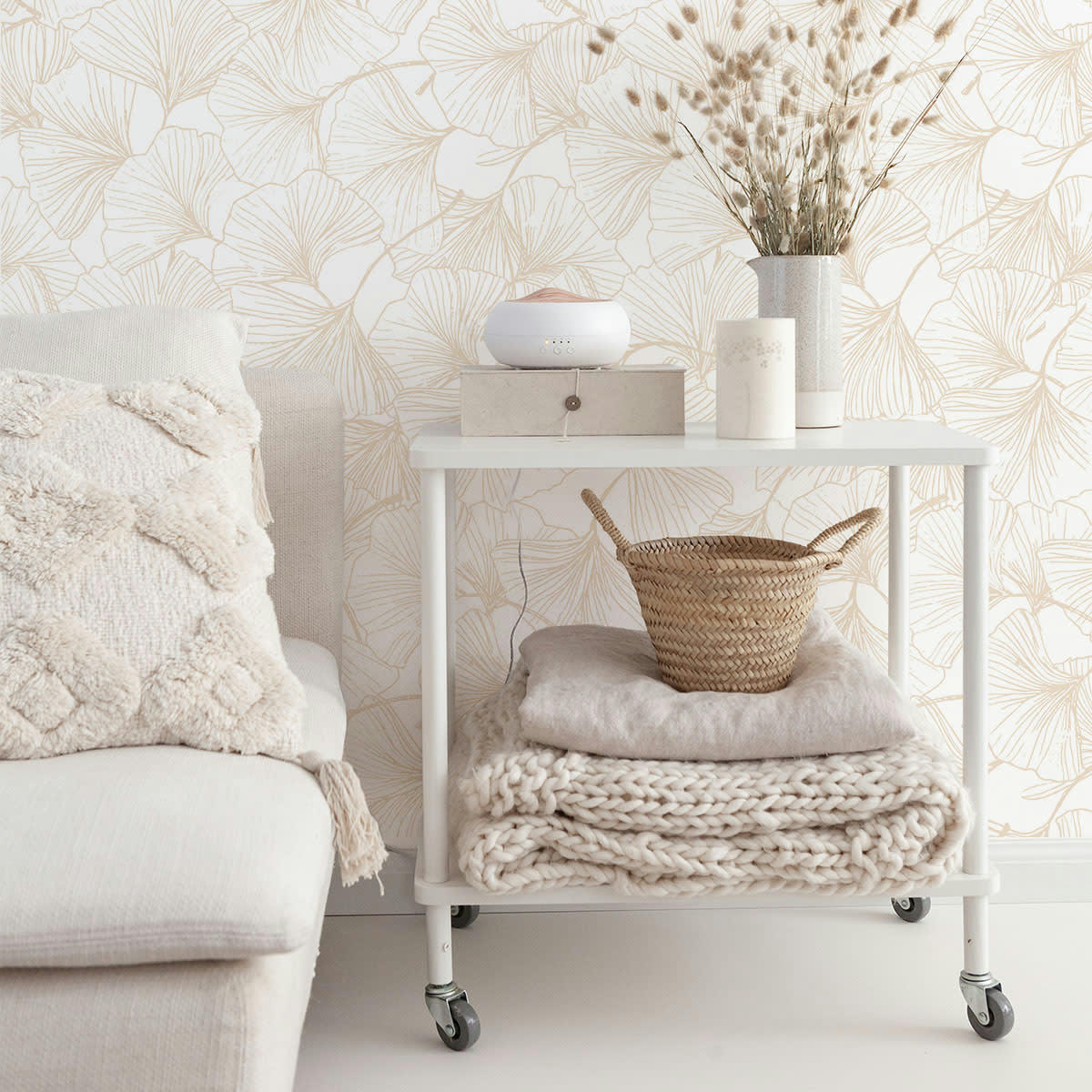 GINGKO - Papier peint vinyle adhésif sable 50x300 cm