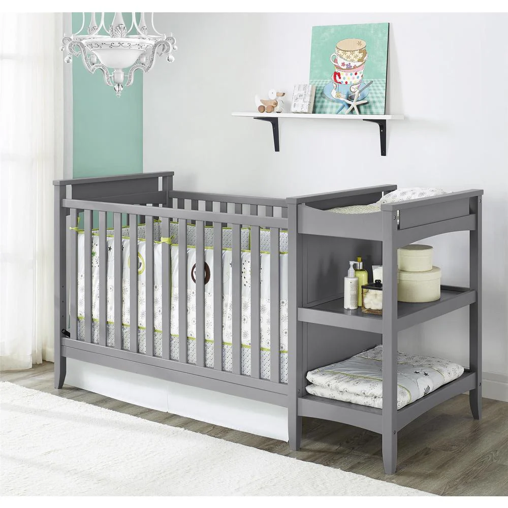 Avenue Greene Lea 2 in 1 Grey Crib and Changing Table Combo