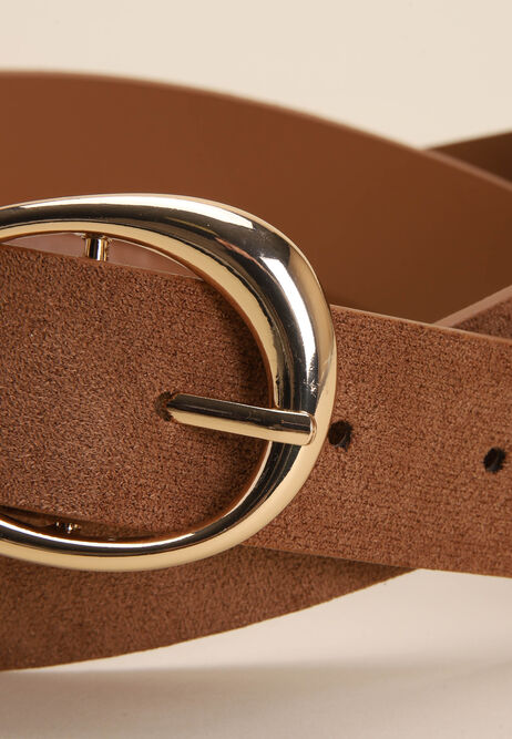 Womens Brown Faux Suede Jeans Belt