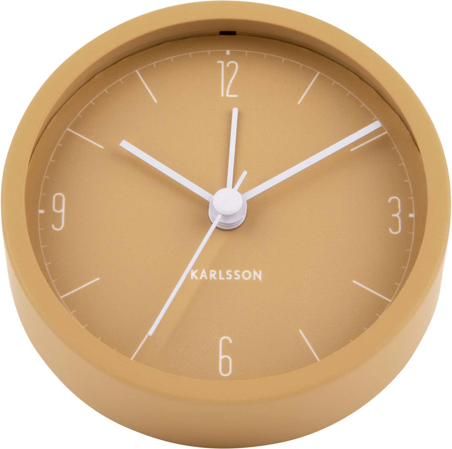 ALARM CLOCK - Réveil en métal mat numbers & lines 9 cm ocre jaune