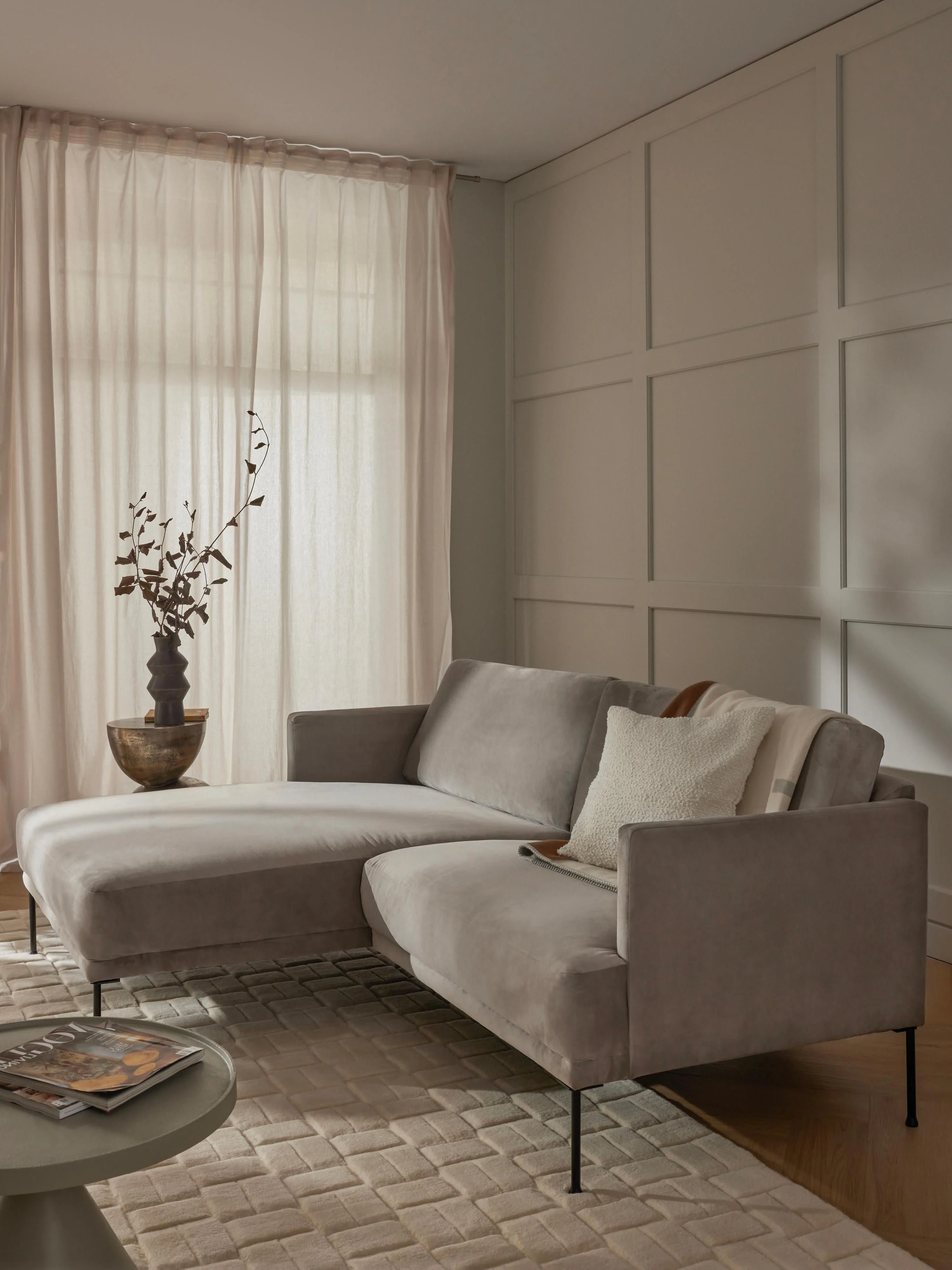 Kleines Samt-Ecksofa Fluente