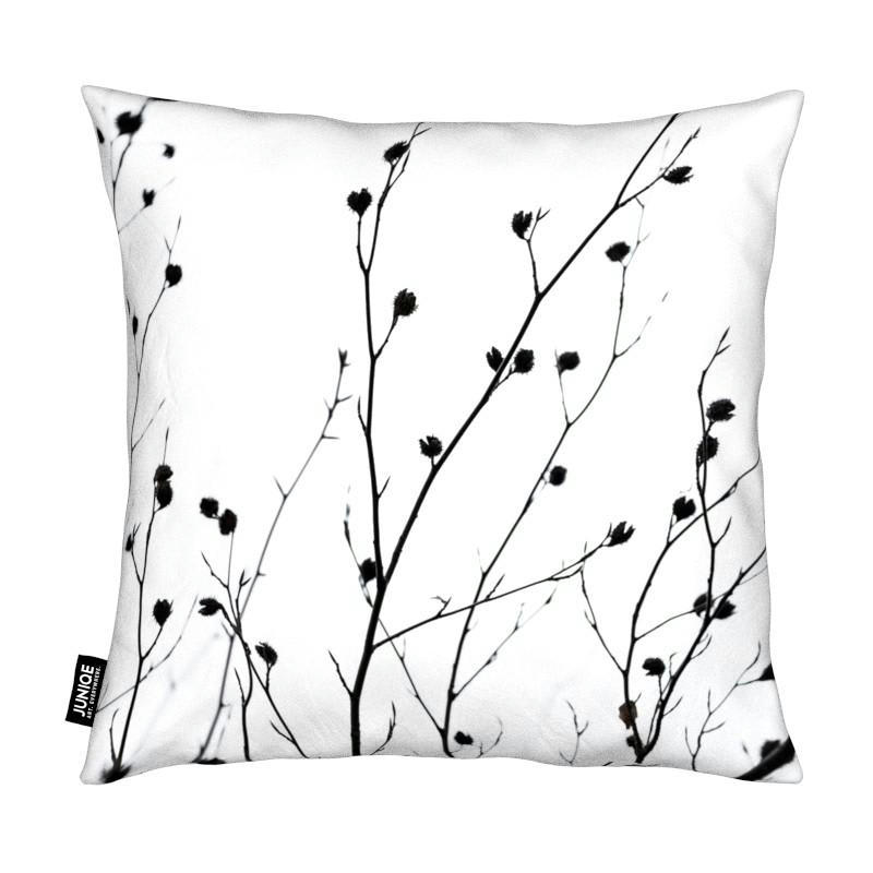 WINTER SILHOUETTES 2 - Coussin en microfibre en blanc & noir 40x40