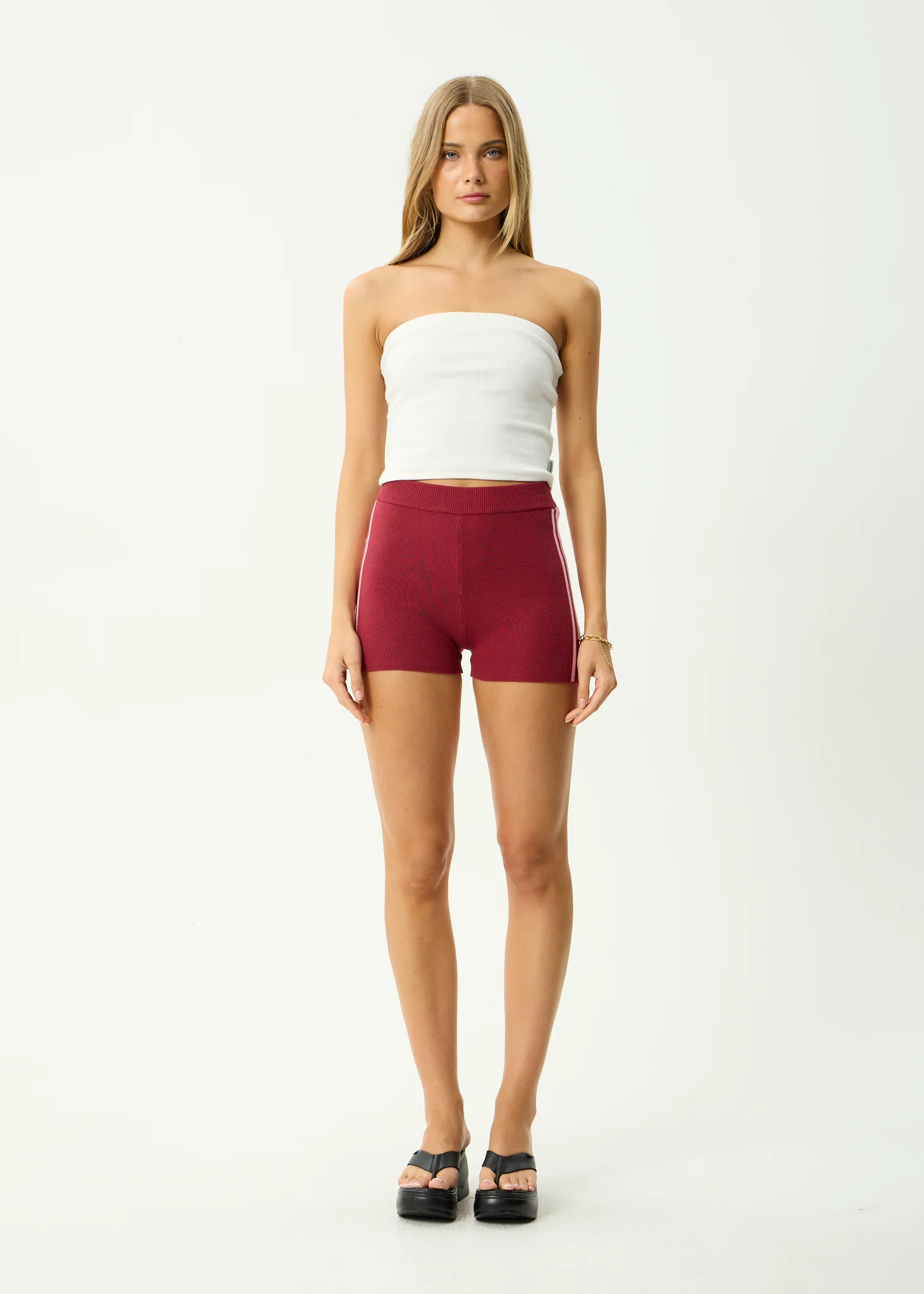 AFENDS Womens Sunny - Knit Short - Burgundy