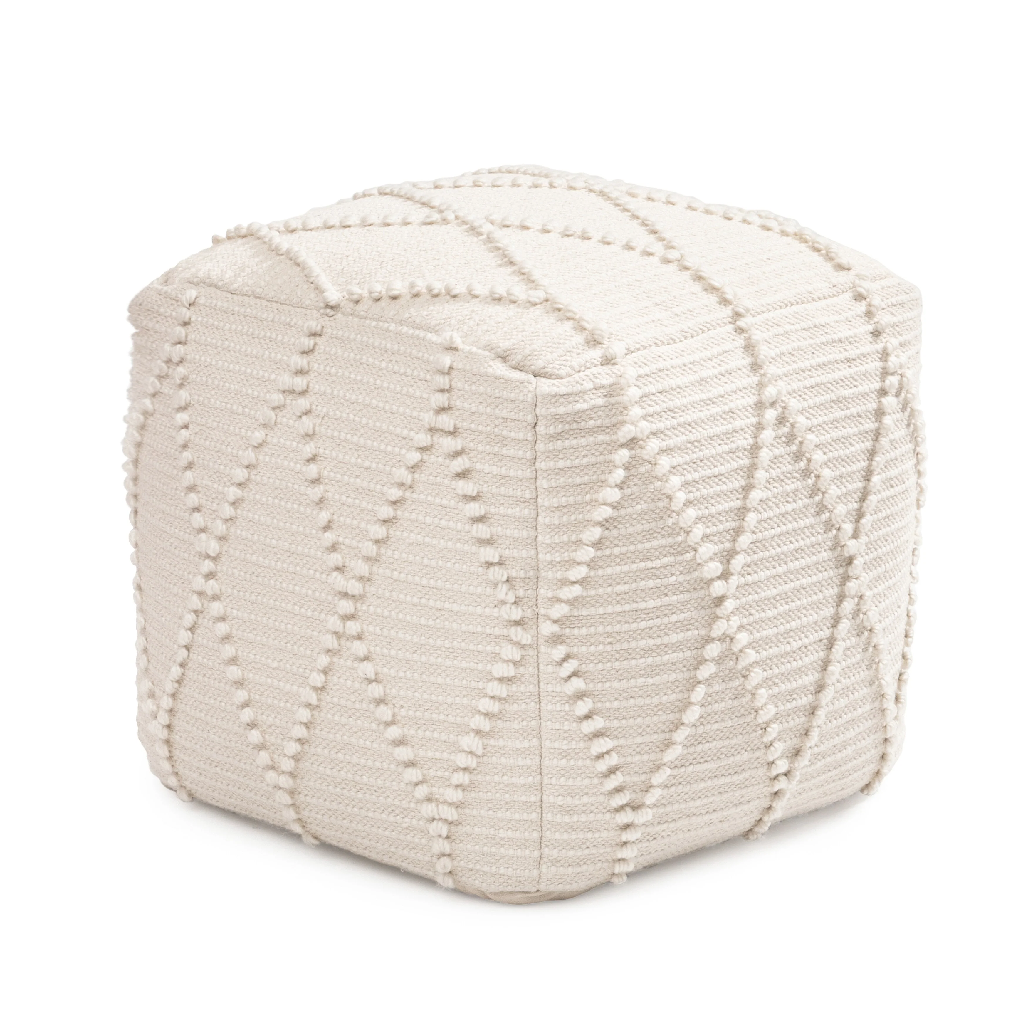 Jani Pouf Ottoman - Cotton-Blend Upholstery with Firm EPP Bead Filling - Footrest or Extra Seating for Living Room