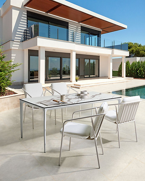 Lot de 4 chaises de jardin avec coussins ASCIANO Métal Blanc
