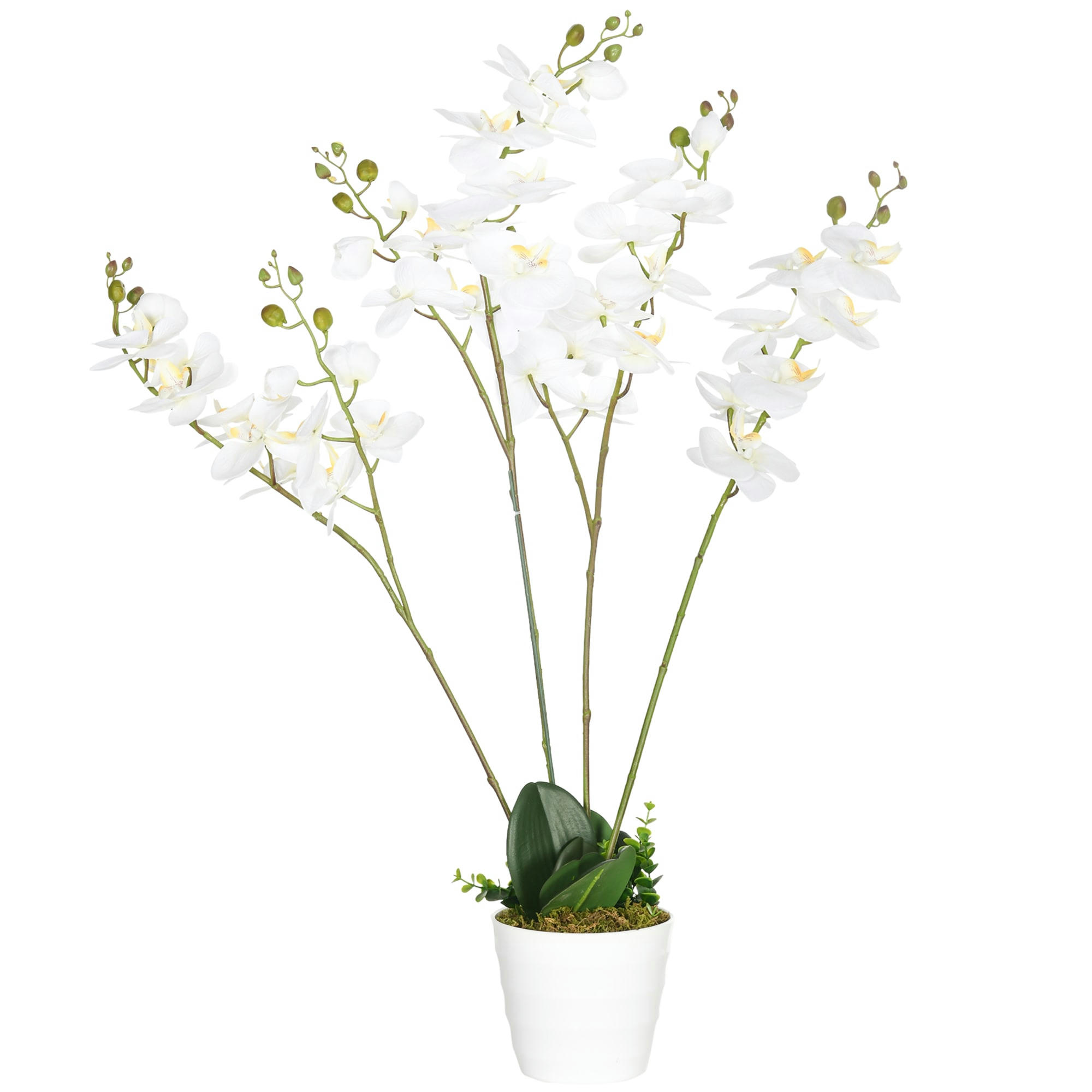 - Plante artificielle orchidée H.0,75 m 4 branches 43 fleurs avec pot