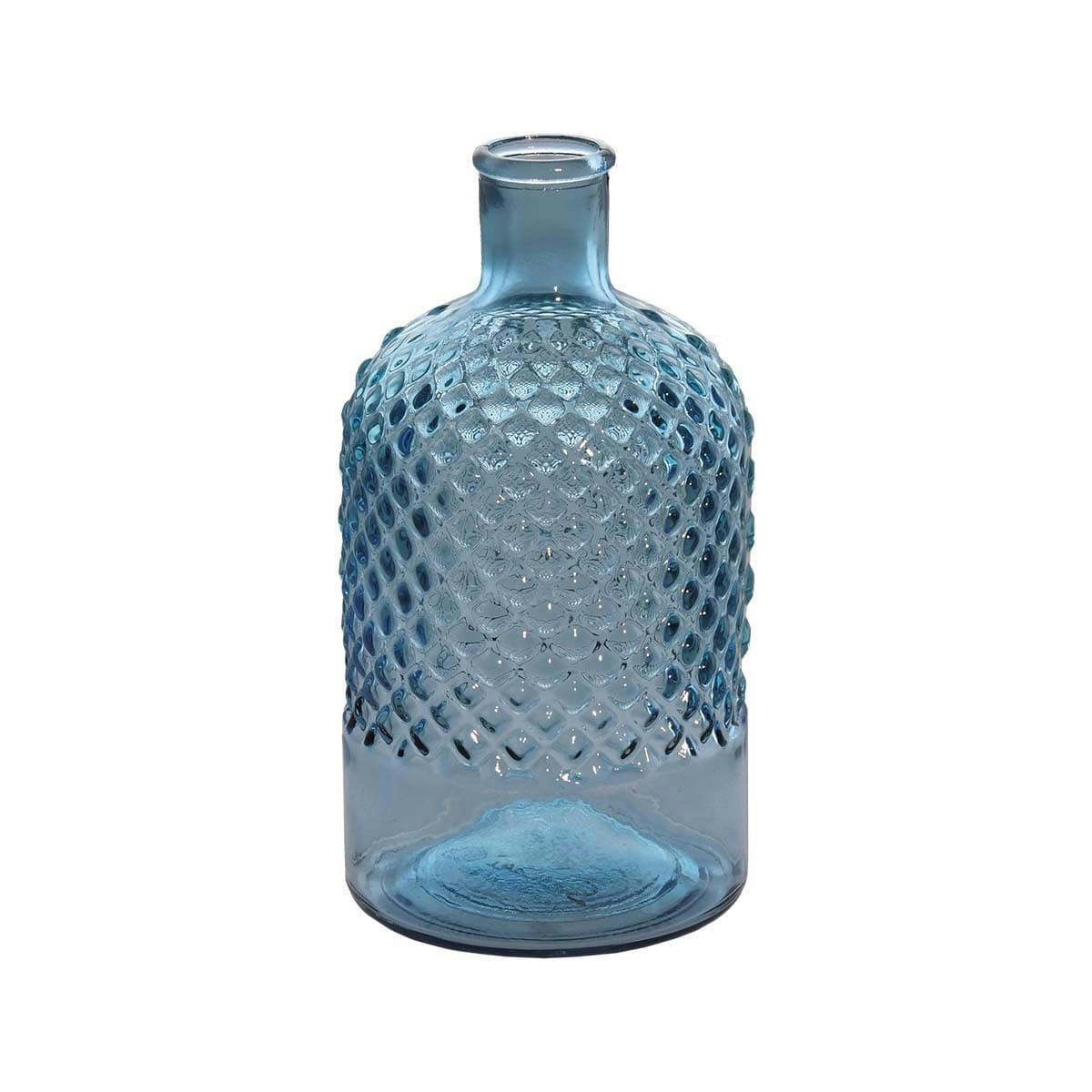 DIAMOND - Vase bouteille en verre recyclé  bleu jean's 22 cm