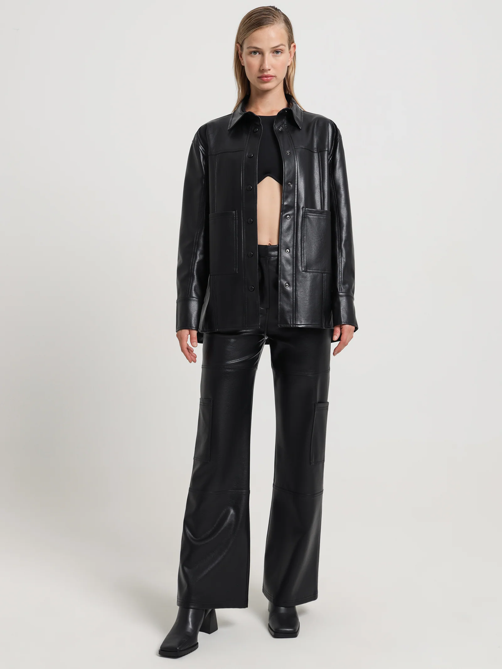 Zima Faux Leather Shacket