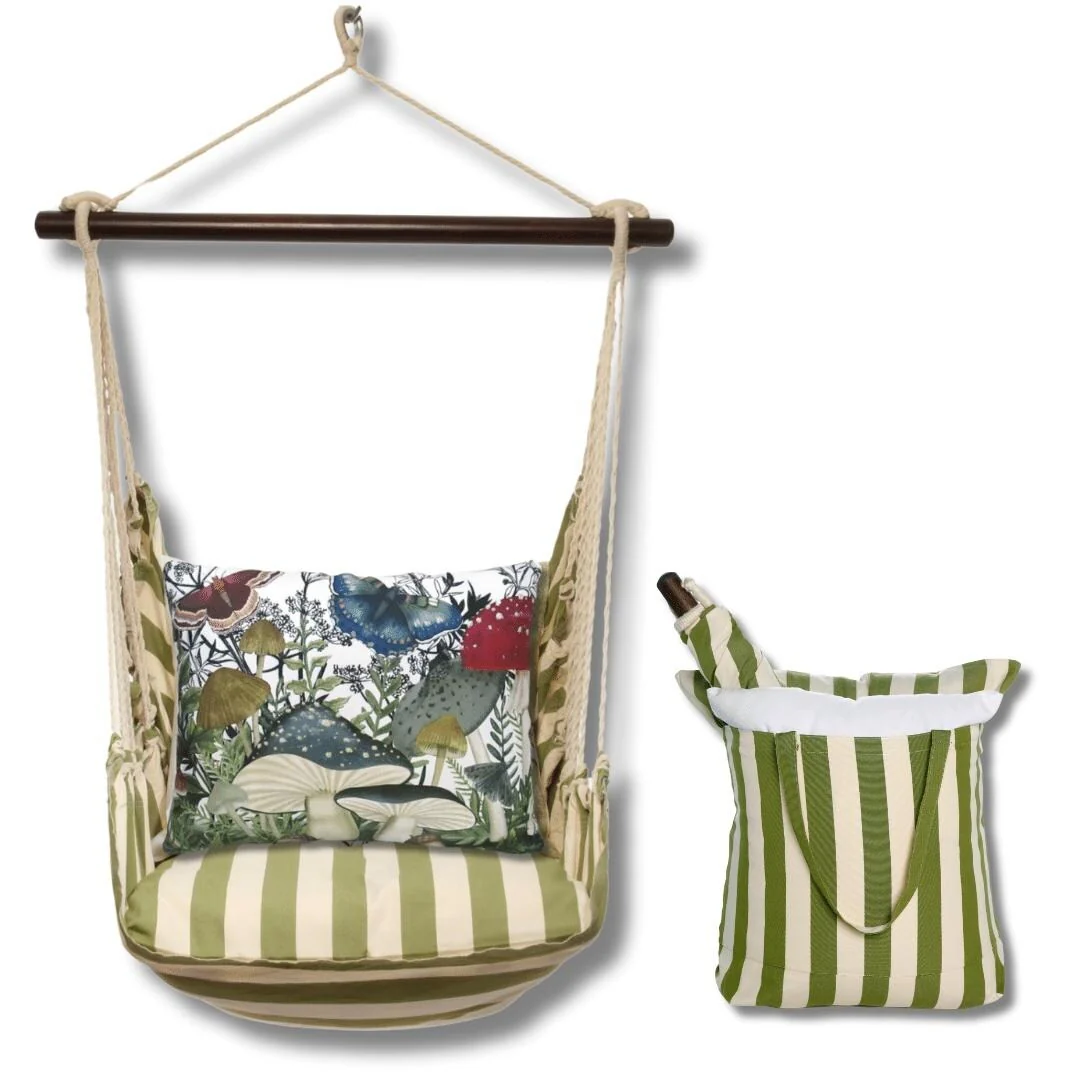 Magnolia Casual Swing Set 4 piece - Summer Palms Stripe w/ Botanical Mushrooms 2