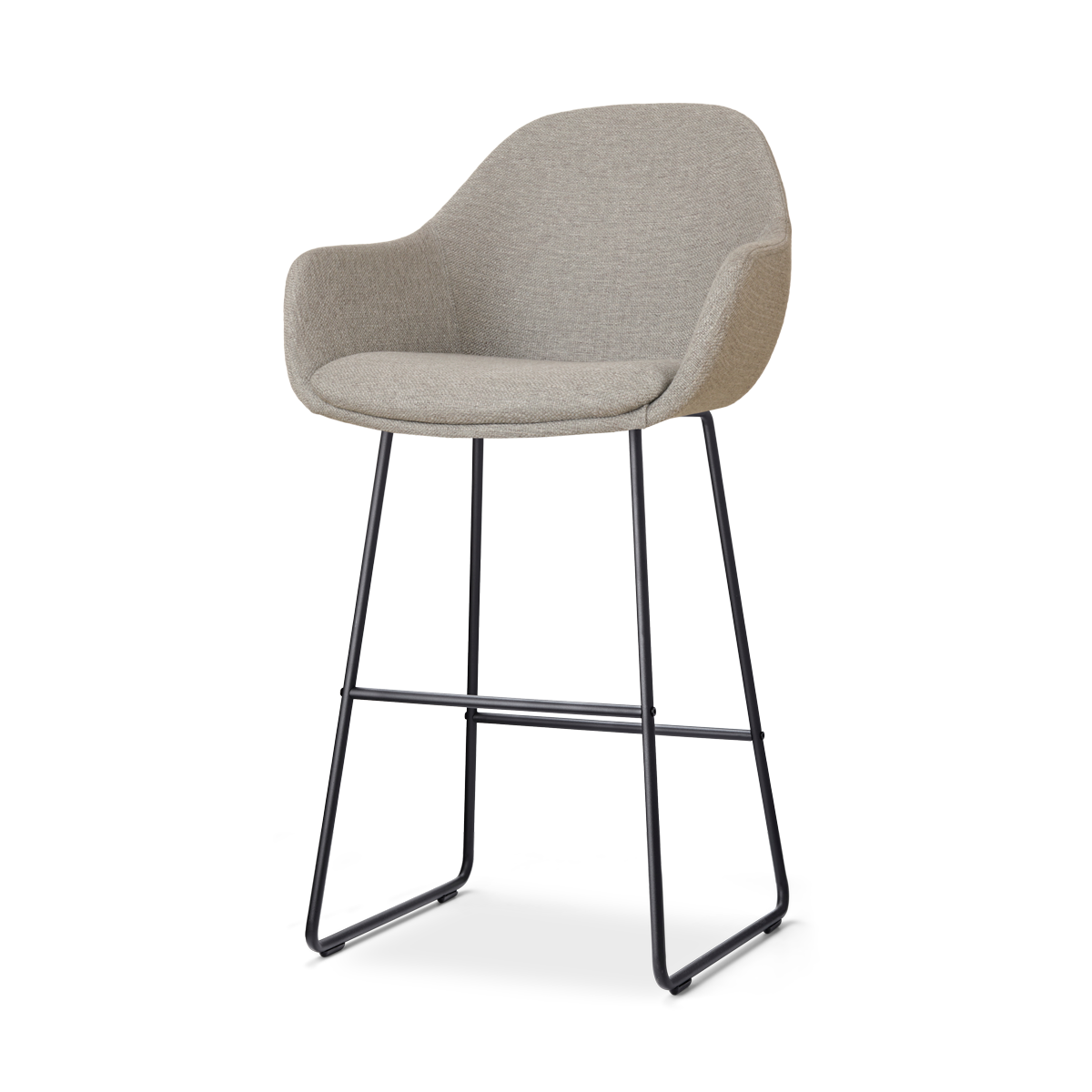 Nolon Nino-Mae Barkruk Warm Grijs - met Armleuning - Zwart - 75 cm