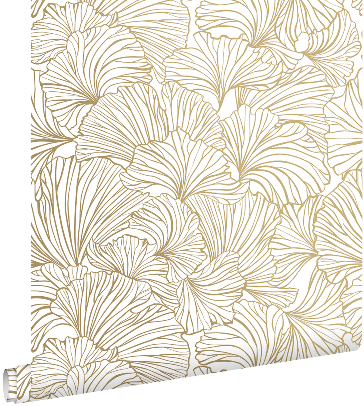 ESTAhome behang ginkgo bladeren wit en goud - 53 cm x 10.05 m - 139614