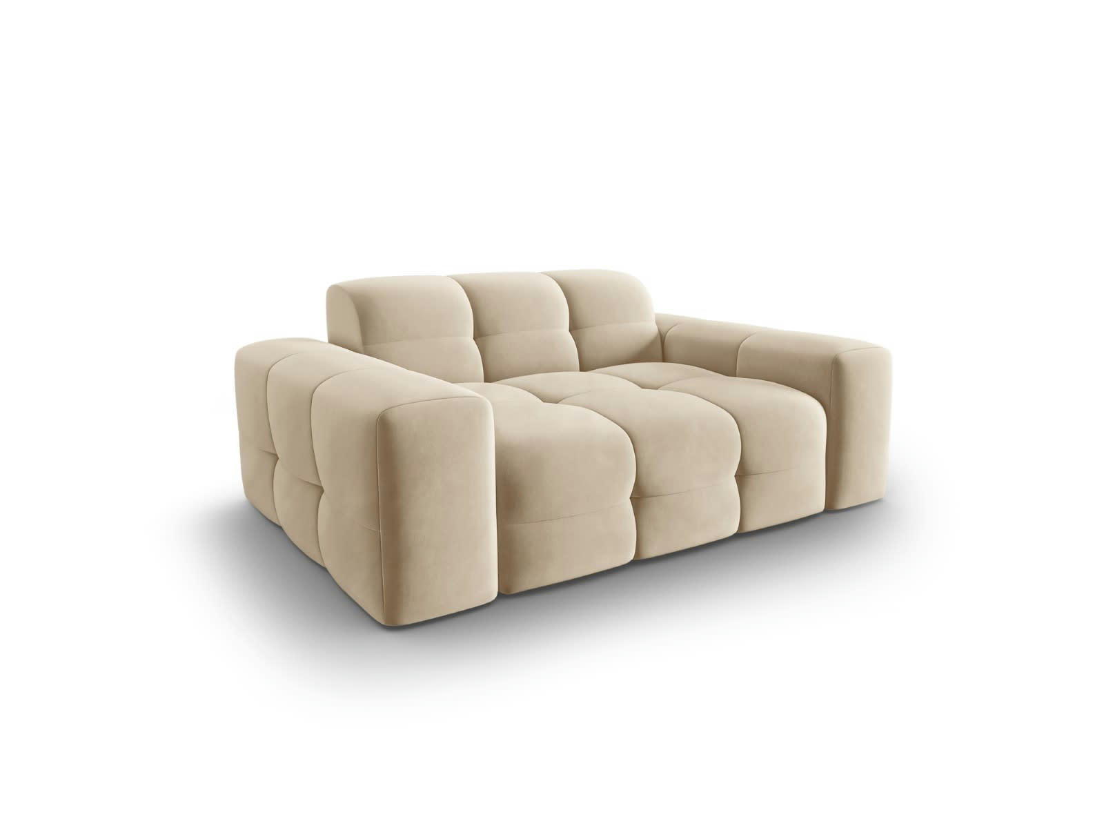 KENDAL - Canapé 2 places en tissu velours beige clair