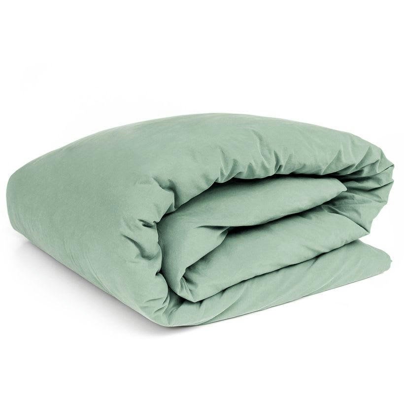 NINON - Housse de couette en percale de coton lavée céladon 260x240 cm